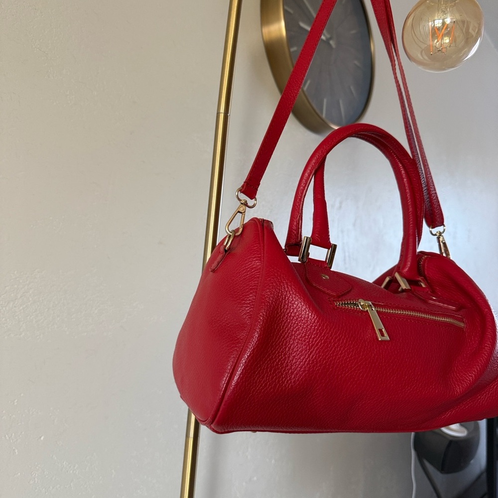 Persaman Italian Leather Gorgeous Red Shoulder Bag Purse Handbag Made in Italy - Picture 4 of 6